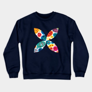 Retro geometric four petal flower in semicircles, 70s vibes Crewneck Sweatshirt